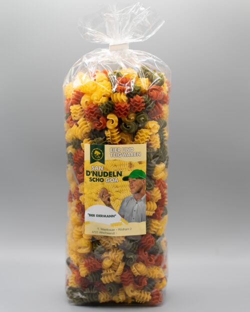 a bag of colorful pasta